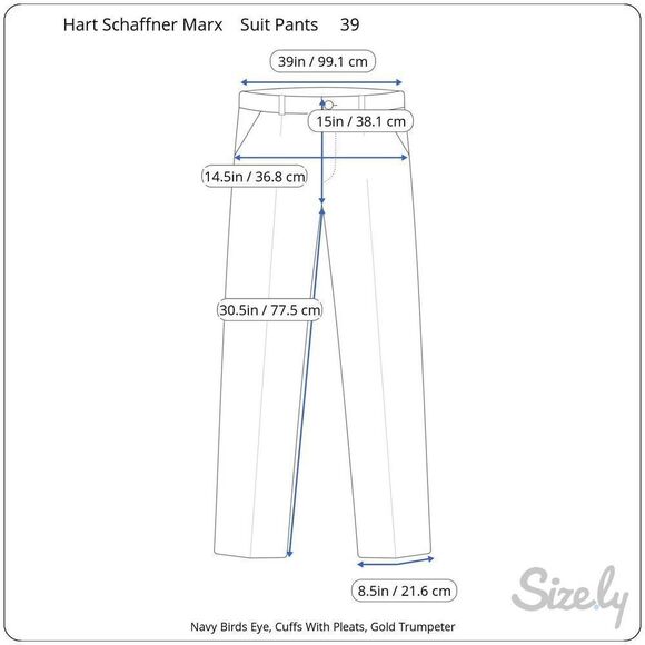 Hart Schaffner Marx Navy Birds Eye Gold Trumpeter Suit 46 R Pants 39 Read - Picture 13 of 13